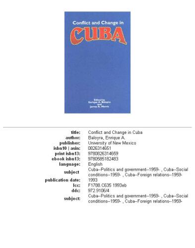 Conflict and Change in Cuba