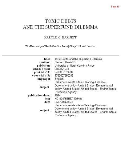 Toxic Debts and the Superfund Dilemma