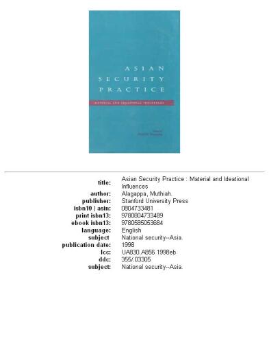 Asian Security Practice: Material and Ideational Influences