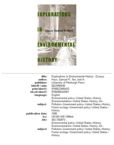 Explorations In Environmental History