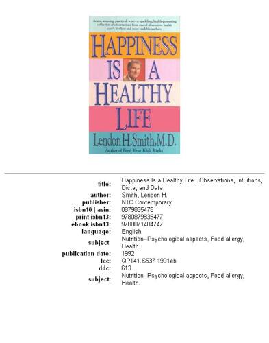 Happiness is a Healthy Life