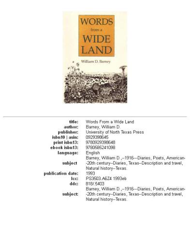 Words from a Wide Land