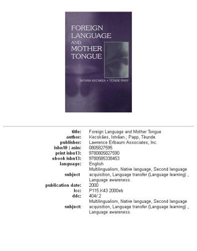 Foreign Language and Mother Tongue