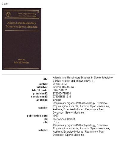 Allergic and Respiratory Disease in Sports Medicine (Clinical Allergy and Immunology)