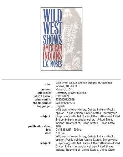 Wild West Shows and the Images of American Indians, 1883-1933