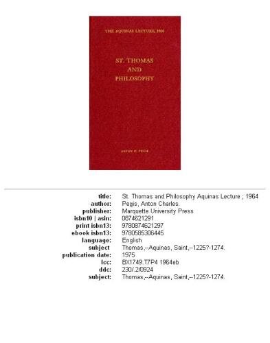 St. Thomas and Philosophy (Aquinas Lecture 29)