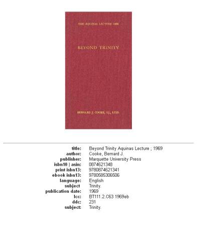 Beyond Trinity (Aquinas Lecture 34)