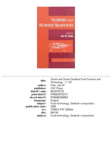 Surimi and Surimi Seafood (Food Science and Technology)
