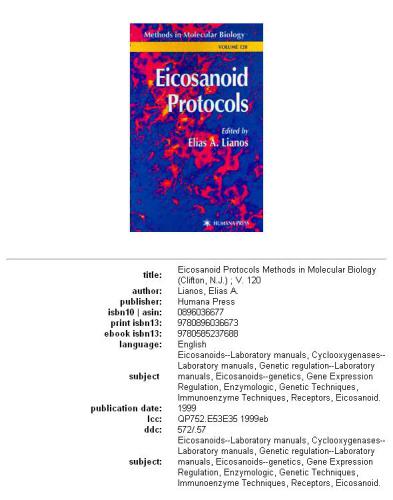 Eicosanoid Protocols (Methods in Molecular Biology Vol 120)