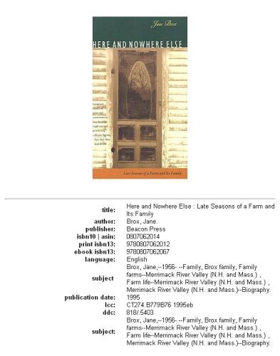 Here and Nowhere Else : Late Seasons of a Farm and Its Family (Concord Library Book)