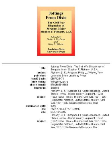 Jottings from Dixie: The Civil War Dispatches of Sergeant Major Stephen F. Fleharty, U.S.A.