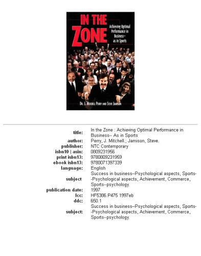 In the Zone: Achieving Optimal Performance in Business-As in Sports