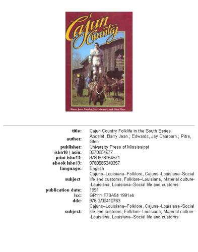 Cajun Country (Folklife in the South Series)