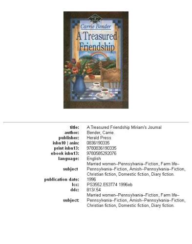 A Treasured Friendship (Miriam's Journal Carrie Bender, 4)