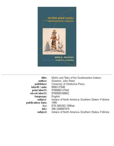 MYTHS AND TALES OF THE SOUTHEASTERN INDIANS