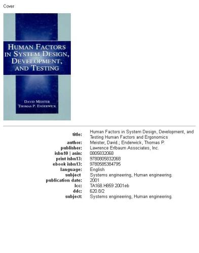 Human Factors in System Design, Development, and Testing