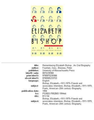 Remembering Elizabeth Bishop: An Oral Biography