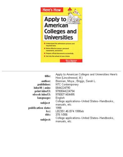 Here's How: Apply to American Colleges and Universities