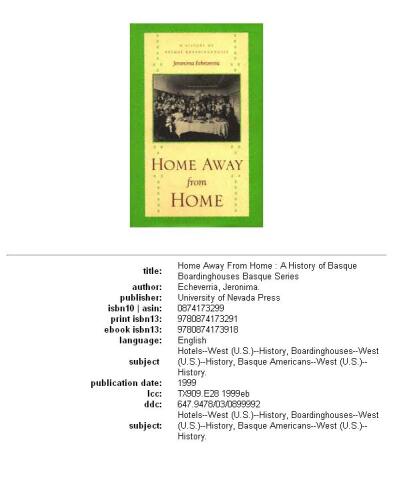 Home Away From Home: A History Of Basque Boardinghouses (The Basque Series)