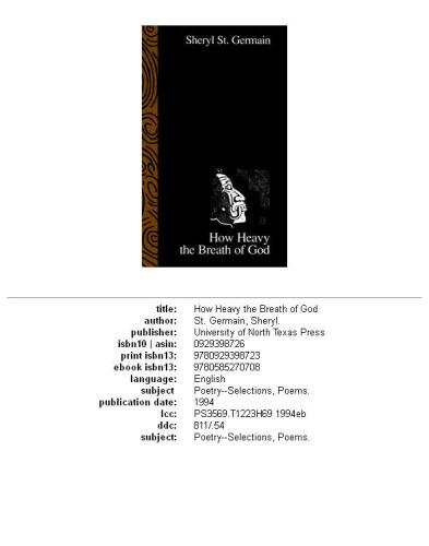 How Heavy the Breath of God (Texas Poets Series)