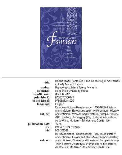 Renaissance Fantasies: The Gendering of Aesthetics in Early Modern Fiction