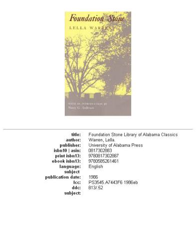 Foundation Stone (Library Alabama Classics)