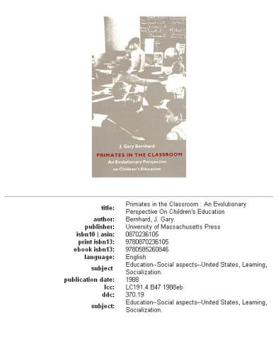 Primates in the Classroom: An Evolutionary Perspective on Children's Education