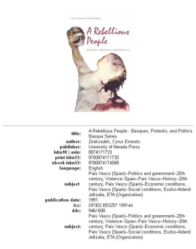 A Rebellious People: Basques, Protests, And Politics (The Basque Series)