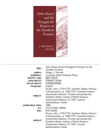 John Stuart and the Struggle for Empire on the Southern Frontier