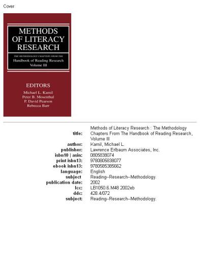 Methods of Literacy Research: The Methodology Chapters From the Handbook of Reading Research, Volume III