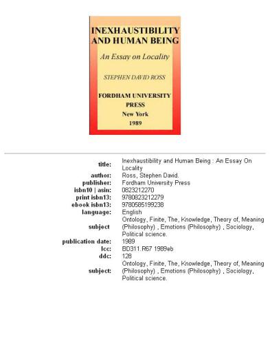 Inexhaustibility and Human Being: An Essay on Locality