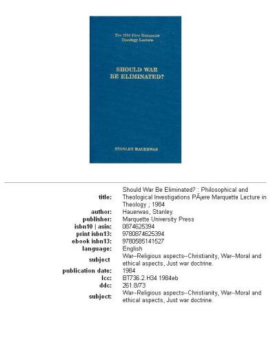 Should War Be Eliminated: Philosophical and Theological Investigations