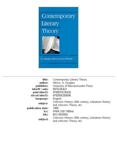 Contemporary Literary Theory