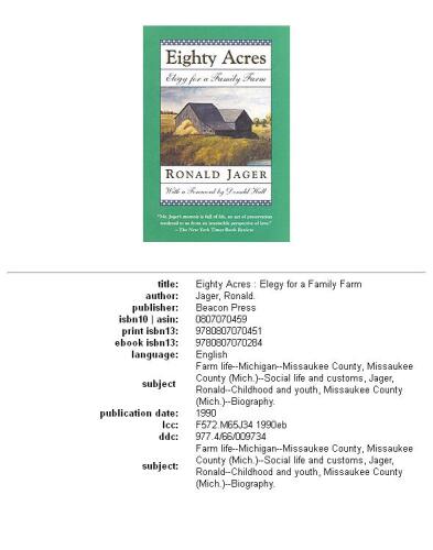 Eighty Acres (The Condord Library Series)