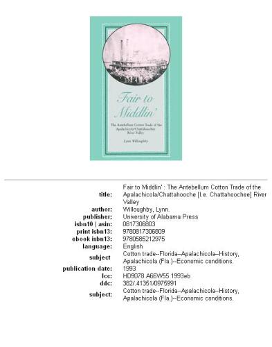 Fair to Middlin': The Antebellum Cotton Trade of the Apalachicola Chattahoochee River Valley