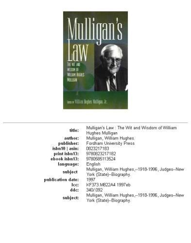 Mulligan's Law: The Wit and Wisdom of William Hughes Mulligan