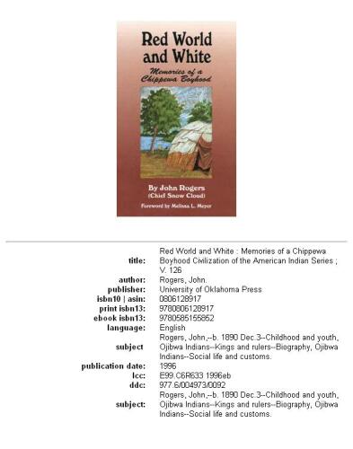 Red World and White: Memories of a Chippewa Boyhood (Civilization of the American Indian Series)