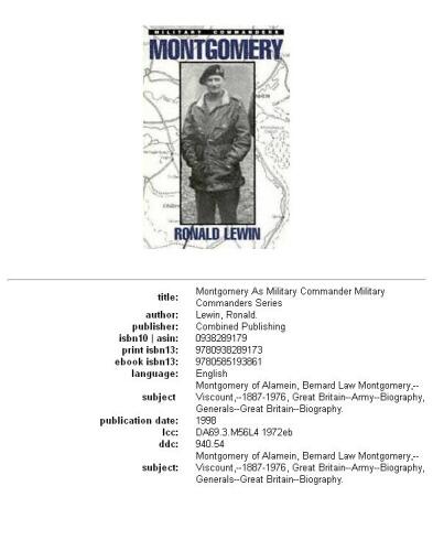 Montgomery As Military Commander (Military Commanders)