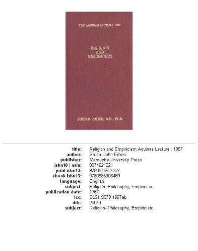 Religion and Empiricism (Aquinas Lecture 32)