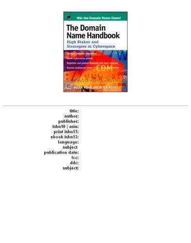 The Domain Name Handbook; High Stakes and Strategies in Cyberspace
