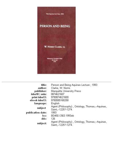 Person and Being (Aquinas Lecture)