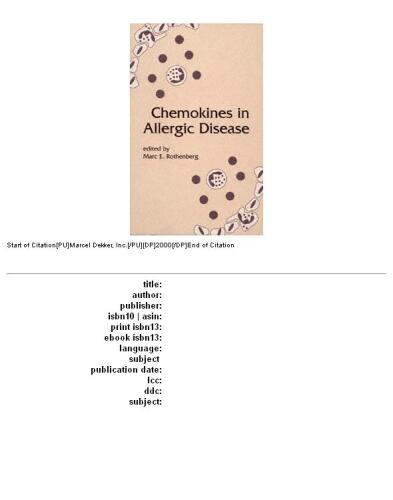 Chemokines in Allergic Disease