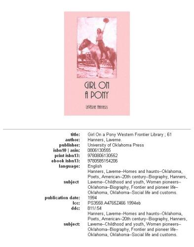 Girl on a Pony (Western Frontier Library, Vol 61)