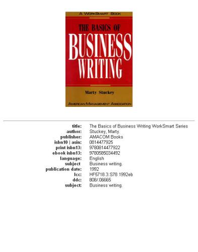 The Basics of Business Writing (Worksmart Series)