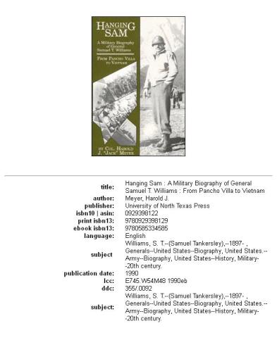 Hanging Sam: A Military Biography of General Samuel T. Williams: From Pancho Villa to Vietnam
