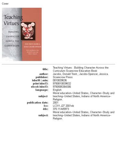 Teaching Virtues: Building Character Across the Curriculum