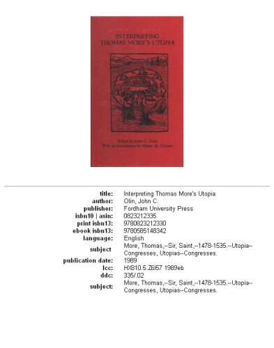 Interpreting Thomas More's ''Utopia''