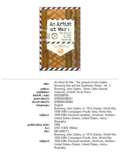 An Artist at War: The Journal of John Gaitha Browning (War and the Southwest Series, No. 3)