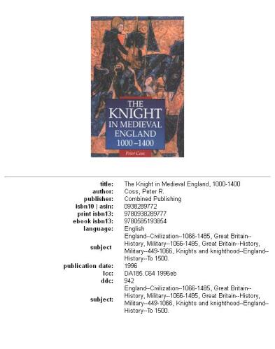 The Knight in Medieval England, 1000-1400 (Medieval Military Library)