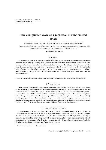 The compliance score as a regressor in randomized trials
